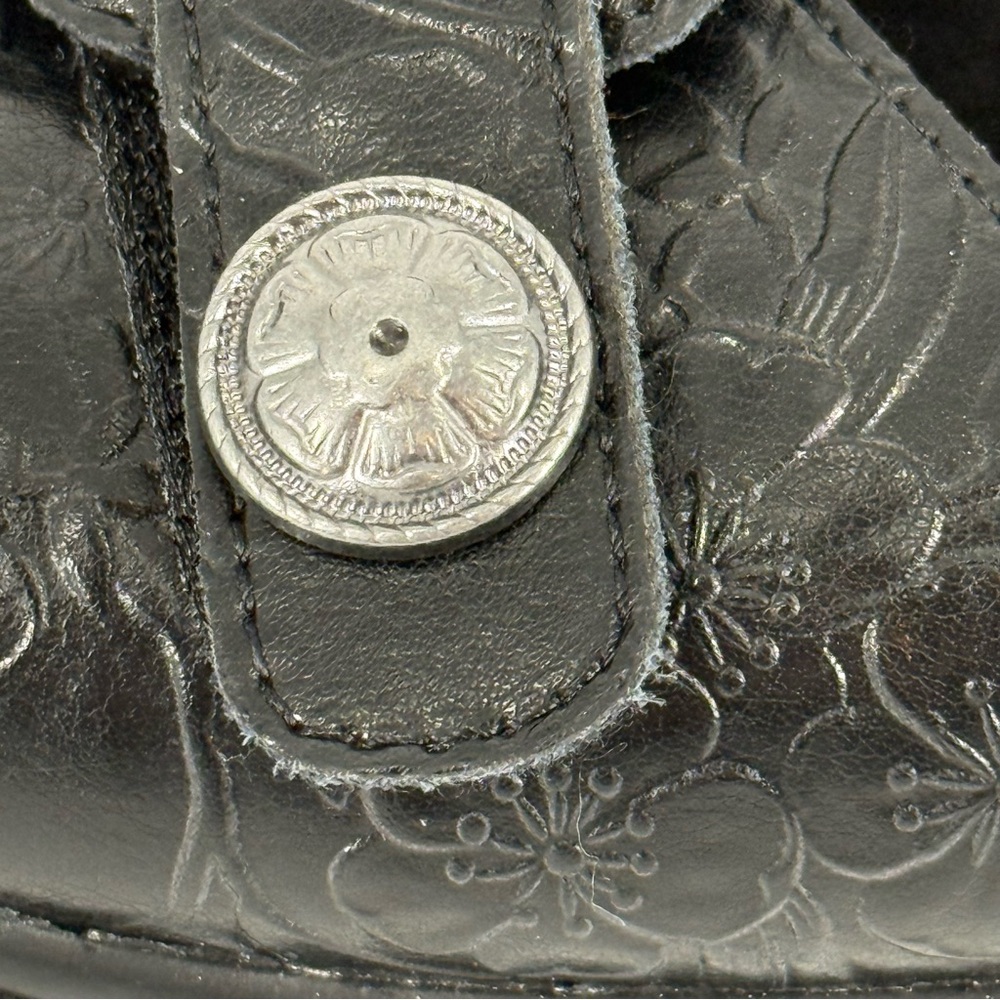 Alegria Leather Sandals Floral Embossed Adjustable Straps 40 Steampunk Goth - Picture 8 of 12